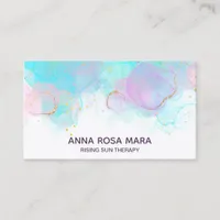 *~* AP46 Pastel Gold Glitter Abstract Ink LOGO QR Business Card