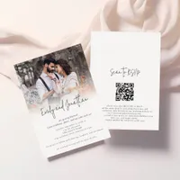 Photo Overlay Informal Script QR Code Wedding Invitation