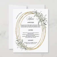 Gold greenery wedding menu card