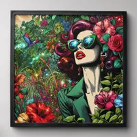 Pretty Woman in Flower Garden Peel And Stick Photo Tile