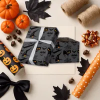Gothic Gray Vintage Halloween Icon Wrapping Paper