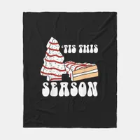Tis The Season Christmas Tree Groovy Retro Vintage Fleece Blanket