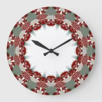 Home Decor : Red White Tribal Lace Wall Clock