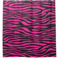 Pink and Black Zebra Print Shower Curtain