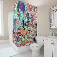 Colorful Digital Marble Abstract Modern Art    Shower Curtain