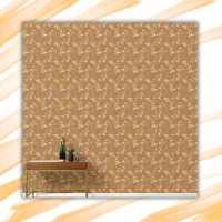 Simple Orange Floral Pattern on Brown Background | Wallpaper