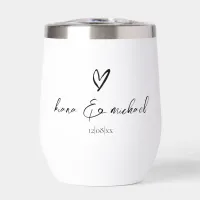 Love Calligraphy Heart Black B&W ID940 Thermal Wine Tumbler