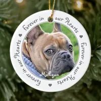 Forever in our Hearts Gray Dog Photo Pet Memorial Ceramic Ornament