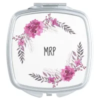 *~* Floral Hydrangea Wreath Watercolor Popular Compact Mirror