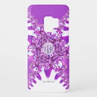 Fuchsia Pink Modern Vintage Monogram Custom Name Case-Mate Samsung Galaxy S9 Case