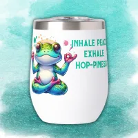 Modern Inhale Exhale Green Frog | Thermal Wine Tumbler