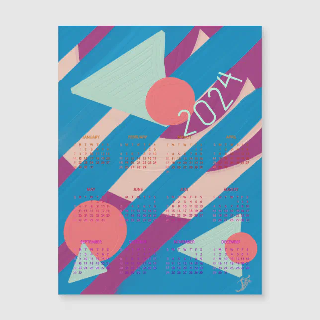 Geometric shapes vintage colors - 2024 calendar