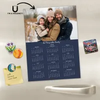 2025 Modern Navy Blue Family Name Photo Calendar