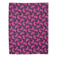 Gamer Cute Girly Hot Pink Black Game Controllers Duvet Cover