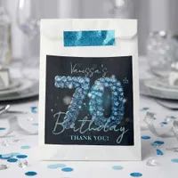 Elegant Blue Diamonds Glamour 70th Birthday Party Favor Bag