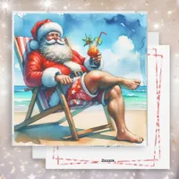 Santa and Bloody Marry Funny Snowbirds Christmas Holiday Card