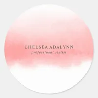 Ombre Pink Watercolor Minimalist Classic Round Sticker