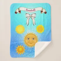 Smiling Harpy Sun Silhouette   Name Personalize Sherpa Blanket