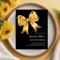 Black gold bow Quinceanera invitation