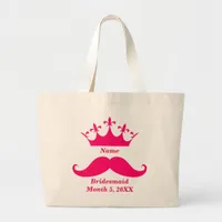 Bridesmaid Pink Mustache Jumbo Tote