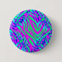 Lost in the Wilds Abstract Colorful Zebra Stripes Pinback Button