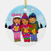 Cute Christmas Carolers Personalized Holiday Ceramic Ornament