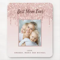 Best Mom Ever custom photo glitter blush pink Mouse Pad