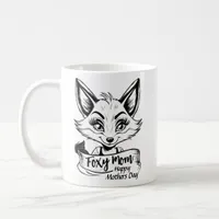 Foxy Mom Happy Mothers Day Cute Fox Black & White Coffee Mug