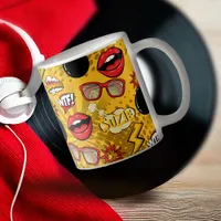 The Bomb Retro Lips Red/Gold ID553 Coffee Mug