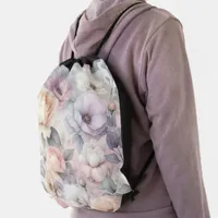 Elegant Rose Blossoms Drawstring Bag