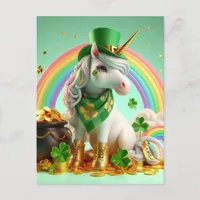 Cute St. Patricks Day Unicorn Postcard