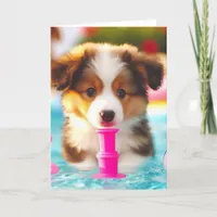 Sweet Puppy Cute Pool Party All Occasions Card