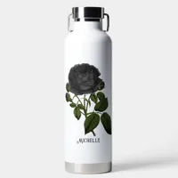 Vintage Gothic Black Roses Personalized Water Bottle