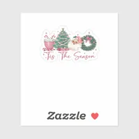 Tis The Season Merry Christmas Cute Xmas Coffee Ch Sticker