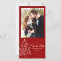 Red Christmas Tree Winter Wedding Save the Date