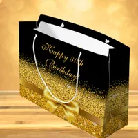 Birthday black gold bow classic name large gift bag