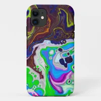 Colorful Modern Fluid Art Pour Painting Cells  iPhone 11 Case