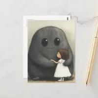 The adorable girl and her monster friend postcard