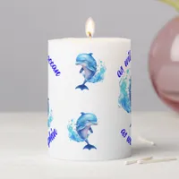 Cute Watercolor Dolphins Quote | Pillar Candle