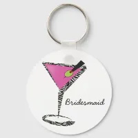 fun martini hot pink keychain