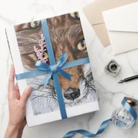 Cute Fox Wildlife Nature Portrait Watercolour  Wrapping Paper