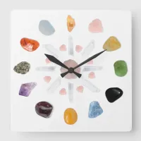 *~* Chakra Crystal Energy Gemstone Square Wall Clock