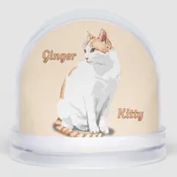 Orange Ginger and White Cat Personalized Snow Globes