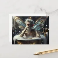 Fairy elder man Grey Hair in the Bubblebath Postcard