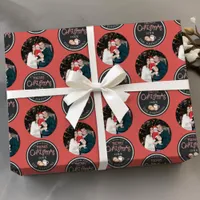 Red Christmas Photo Wrapping Paper with Message