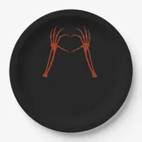 Skeleton Hands Heart Sign Costume Funny Halloween  Paper Plates