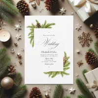 Evergreen Pines Winter Wonderland Wedding QR Code Invitation