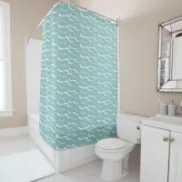 Nautical Sea Waves Ocean Aqua Abstract Patterned Shower Curtain