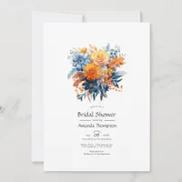 Blue, Orange and Yellow Floral Bridal Shower Invitation