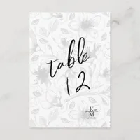 Love Calligraphy Floral Table Number B&W ID940